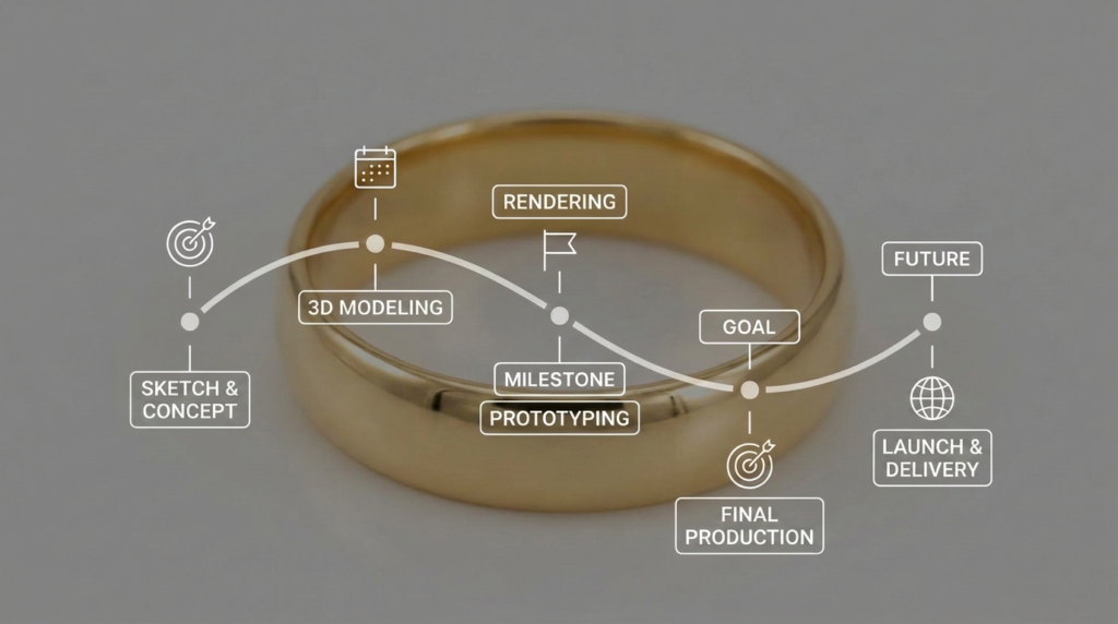 3D Jewelry Design Process Timeline from brief to final files