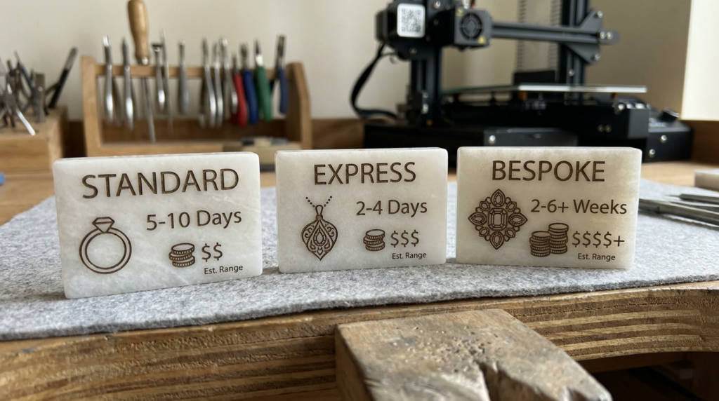 3D jewelry design partner turnaround time and pricing example