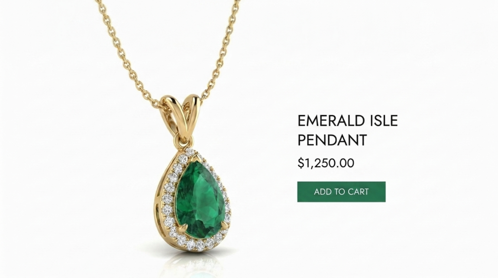 3D jewelry renders used on eCommerce product page