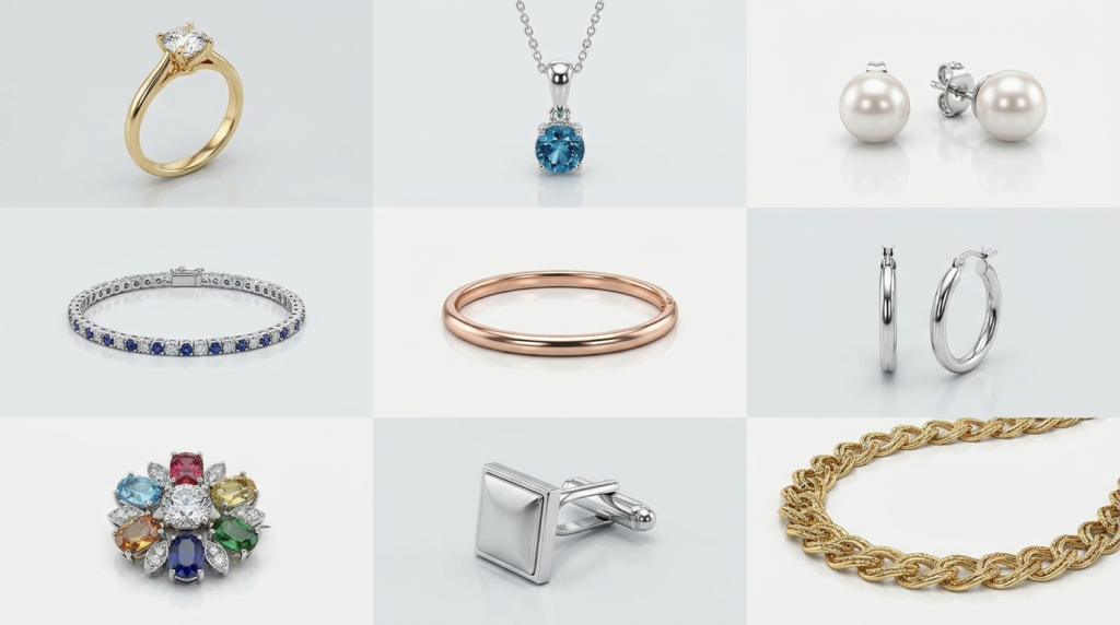 Examples of finished 3D jewelry modeling renders