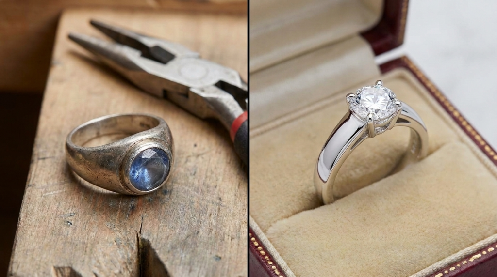 Jewelry design revisions before and after comparison