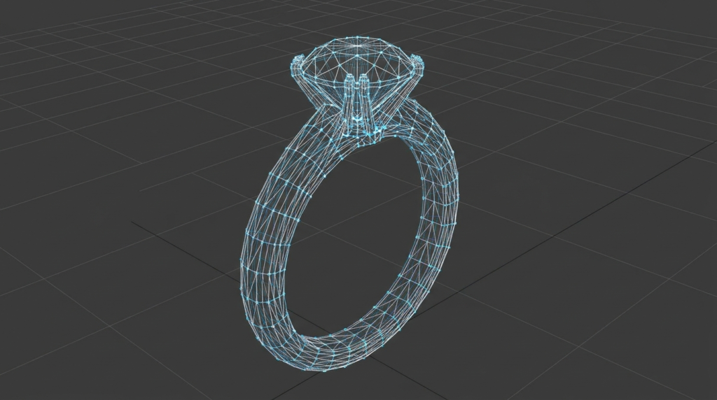STL file for manufacturing showing wireframe ring model