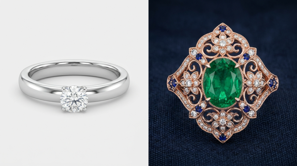 Simple vs complex 3D jewelry design affecting project timeline