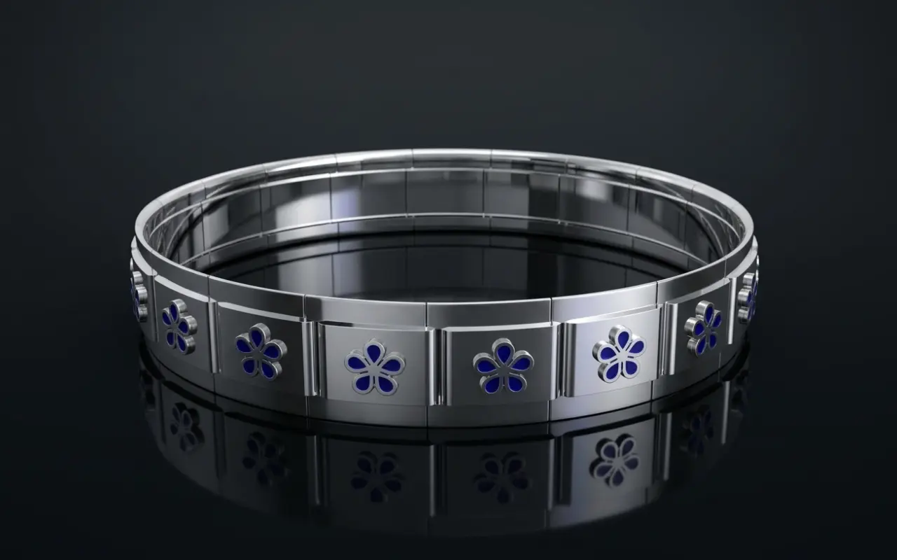 White Gold Flower Style Diamond Setting Bracelet — 3D CAD Render by Arvion Designs