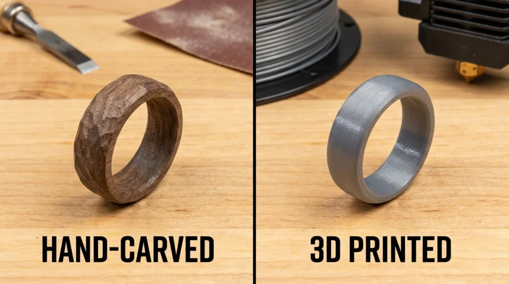 3D printing jewelry manufacturing compared to hand carved wax pattern ring