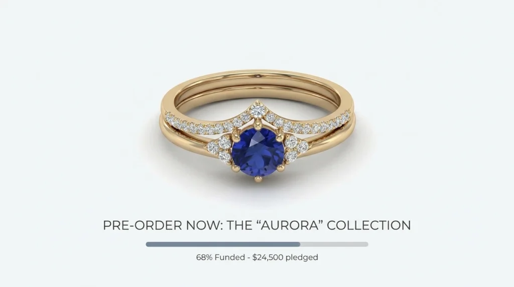 3D rendering jewelry pre-orders landing page mockup