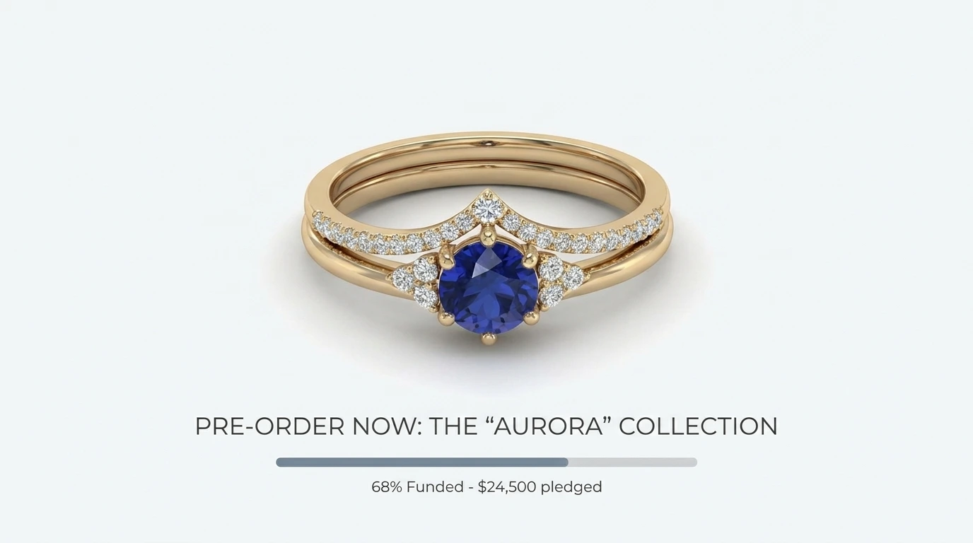 3D rendering jewelry pre-orders landing page mockup