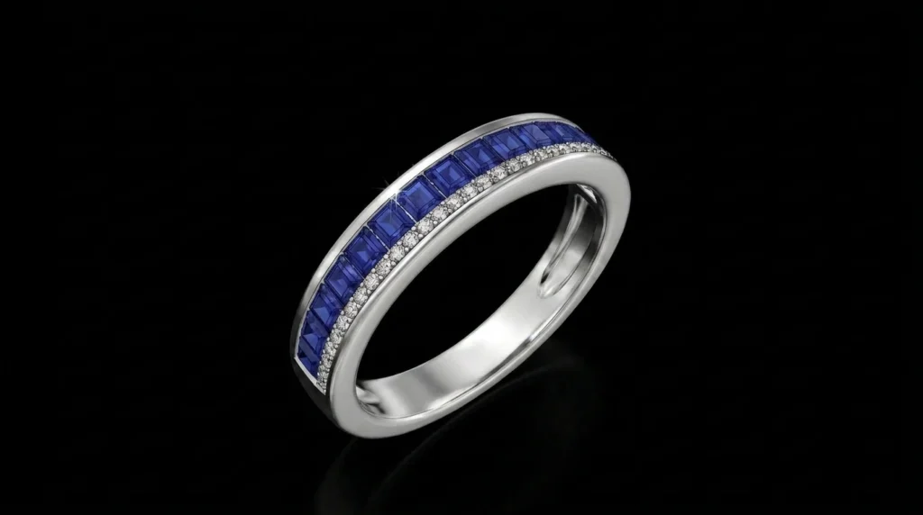 Channel gemstone setting 3D design cross section