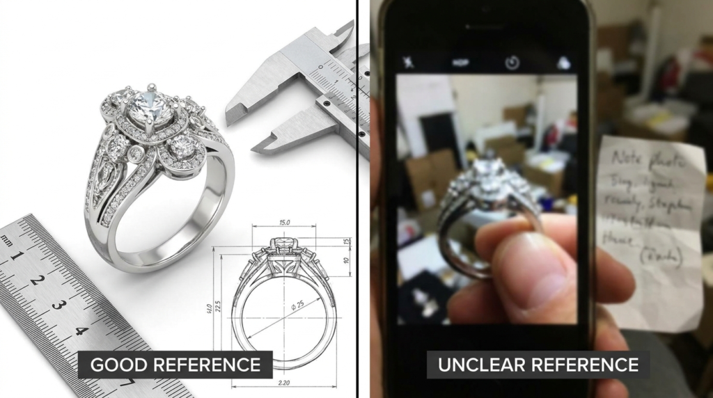 Good versus unclear reference image example for jewelry design