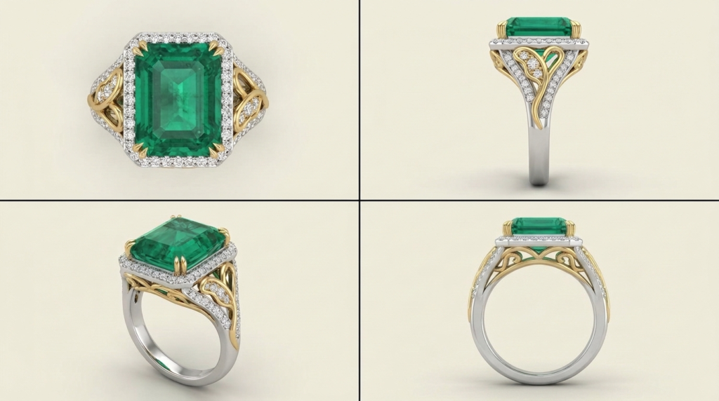How to review a 3D jewelry render multiple angle views