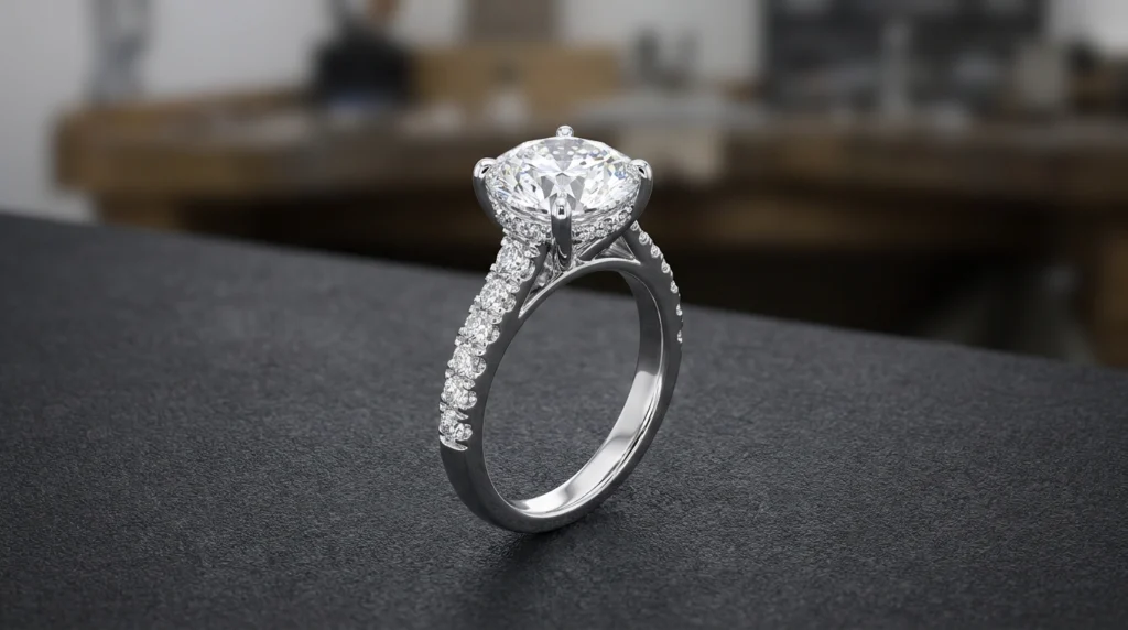 Lab-grown diamonds 3D jewelry design ring render