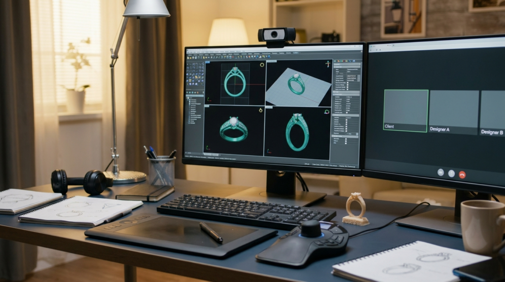 Outsourcing 3D jewelry design remote collaboration setup