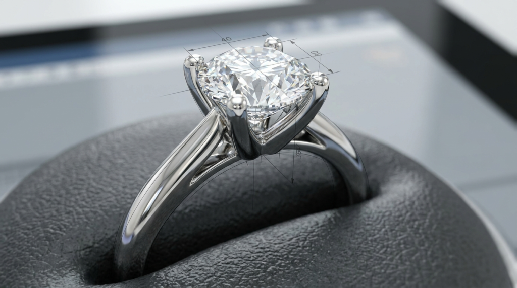 Prong gemstone setting 3D design close-up