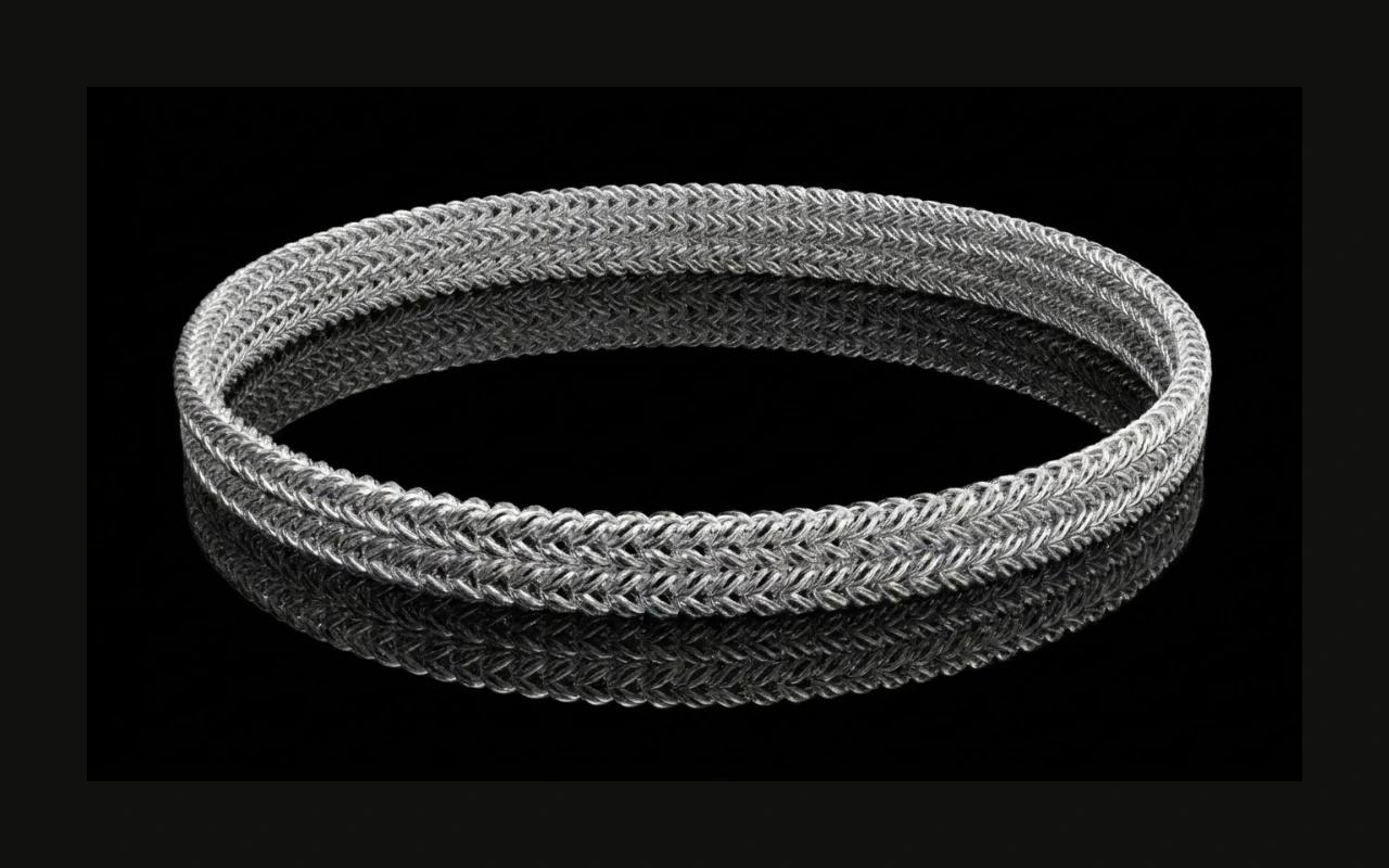 3D modeled silver mesh herringbone bangle bracelet — production-ready CAD design by Arvion Designs