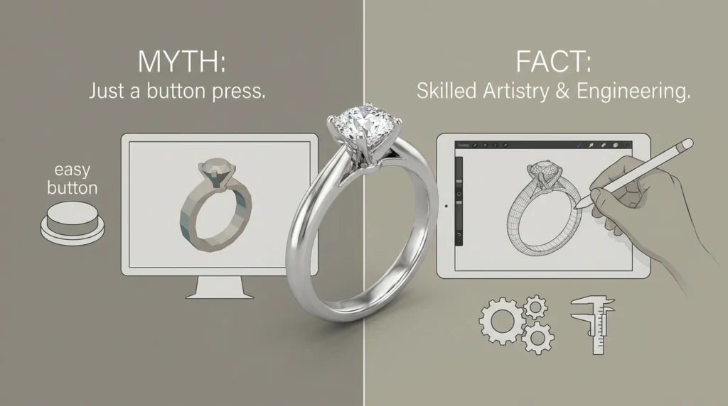 3D jewelry design myths versus facts graphic