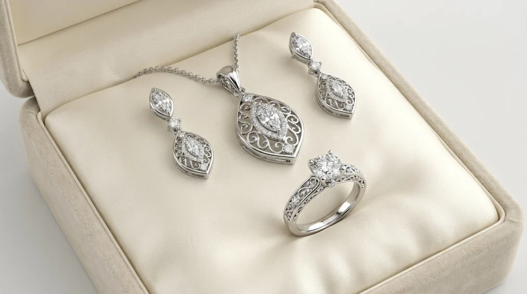 Bridal jewelry set design ring earrings necklace