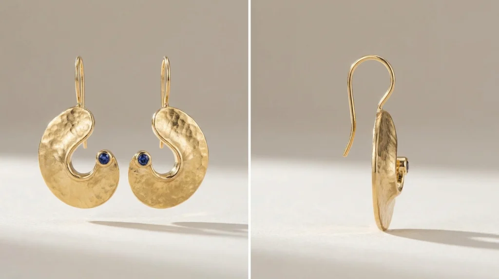 Earring design 3D modeling pair front and side view