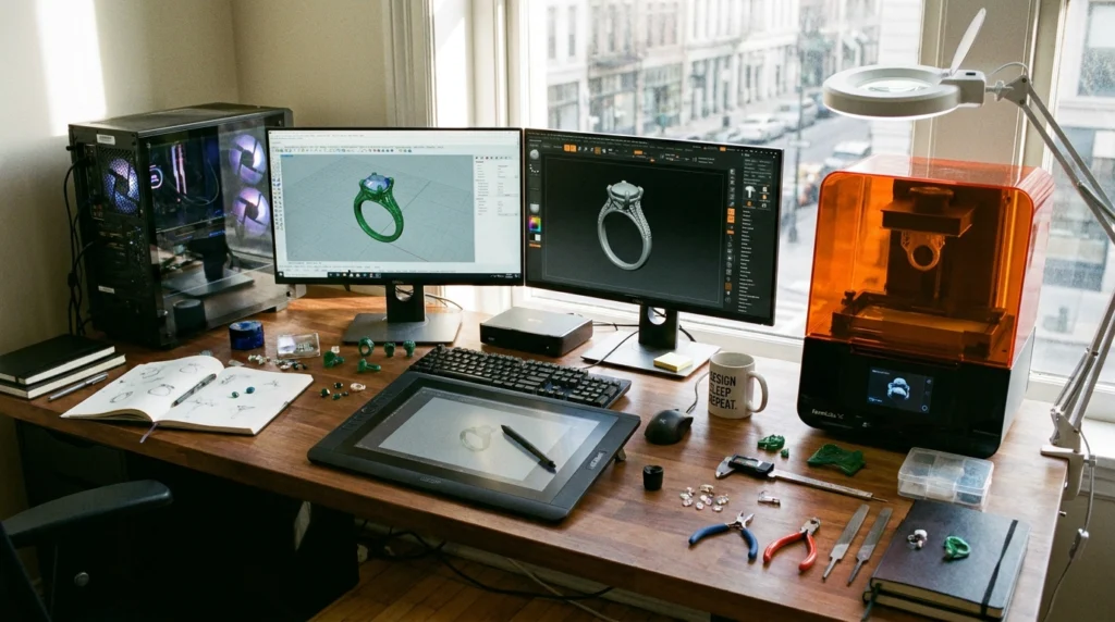 Freelance jewelry designer vs studio solo workspace