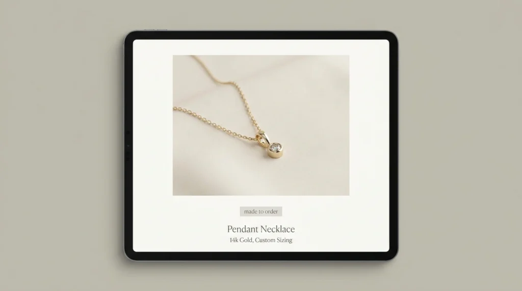 Made-to-order jewelry 3D design product page