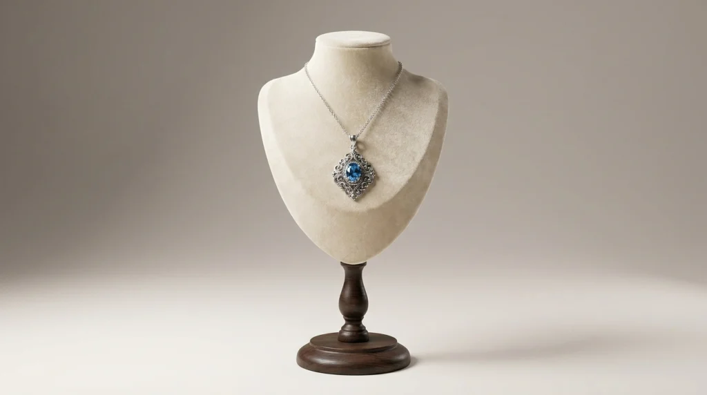 Necklace design CAD draped on neck form