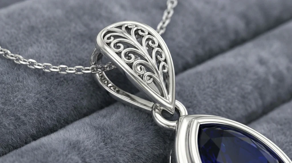 Pendant design 3D modeling render showing bail detail