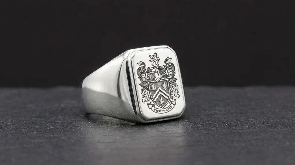 Signet ring design 3D modeling render